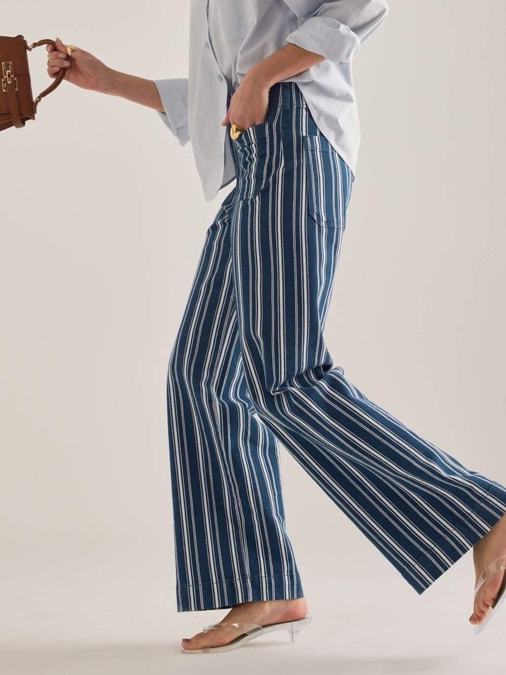 Anthropologie Colette Pants Maeve High Rise Wide Leg Full Length New 29 Blue